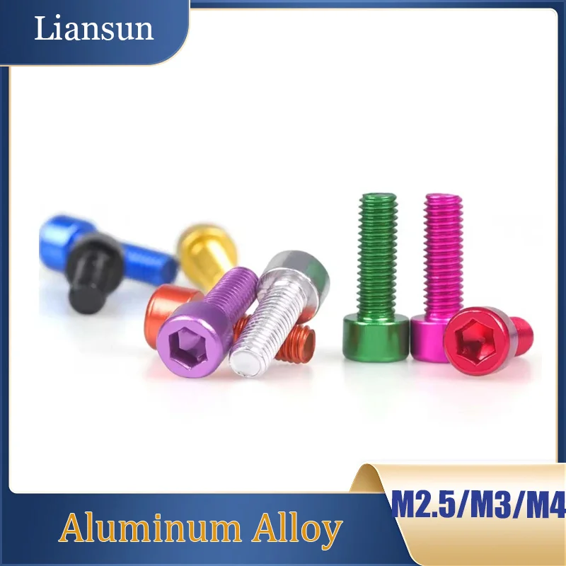 

10pcs Aluminum Cap Head Screw DIN 912 M2.5 M3 M4 Colourful Aluminum Hex Socket Screw Machine Screw Bolts Length 5-30mm