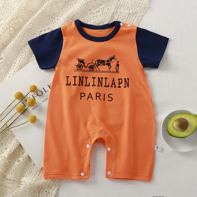 Summer New Baby Romper Printed Cartoon Fashion Newborn Jumpsuit Toddler Short Sleeve Climbing Clothes Boys Girls Onesie Pajamas