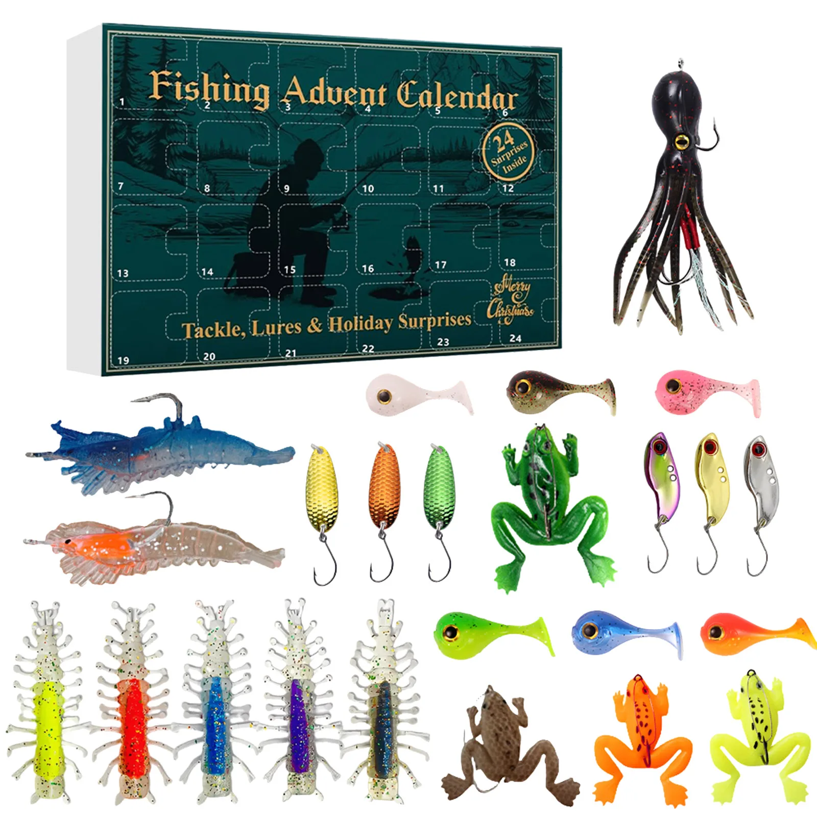 ตัวตั้งเวลาแบบมีไฟ 2025 ปฏิทินนับถอยหลังสำหรับตกปลา ปฏิทินนับถอยหลังคริสต์มาส พร้อมจี้ 24 ชิ้น นาฬิกาจับเวลาสำหรับครัวสำหรับผู้สูงอายุ แบบใช้มือ