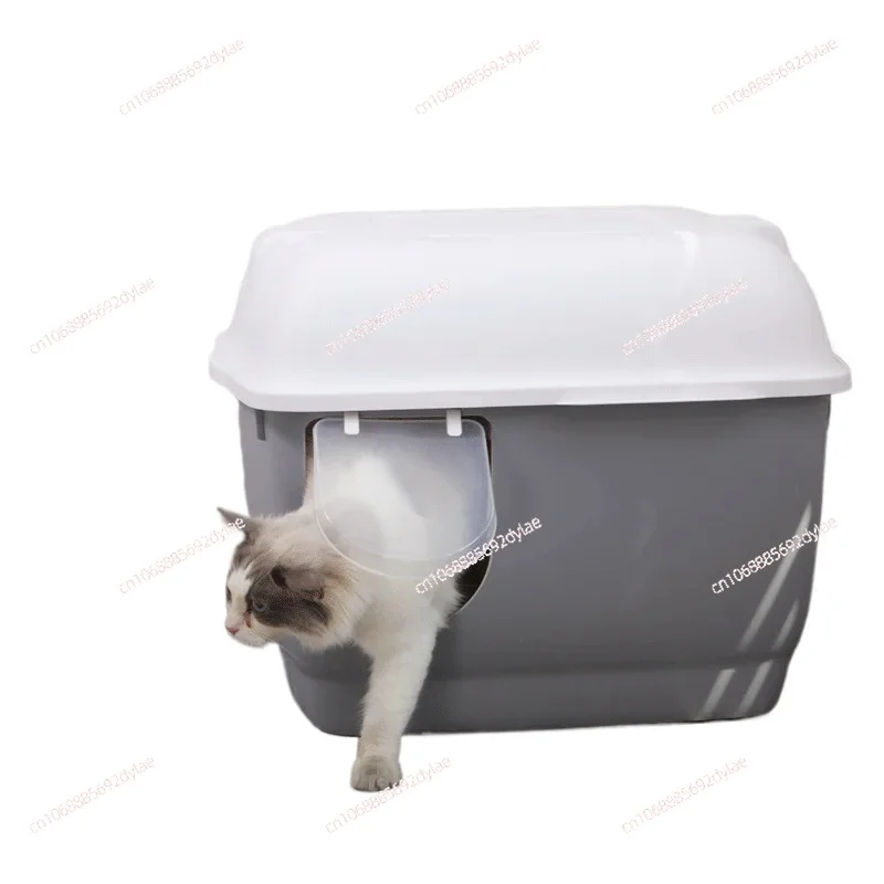 Large Enclosed Cat Litter Box Easy Clean Design Partition Storage Cat Toilet with Flip Top Odor Control Fully Enclosed