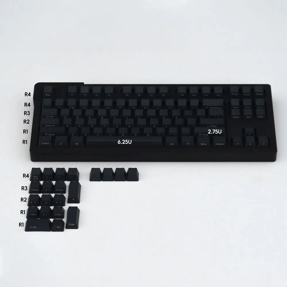 Imagem -05 - Side-word Keycaps para Teclado Mecânico Tema de Carbono Preto Altura Oem Pbt Sublimação Térmica 61 68 75 87 104 108