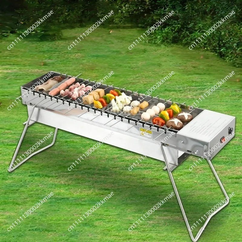 Folding Charcoal BBQ Machine Camping Grill Rack Automatic Flipping Barbecue Machine Outdoor Camping Tool