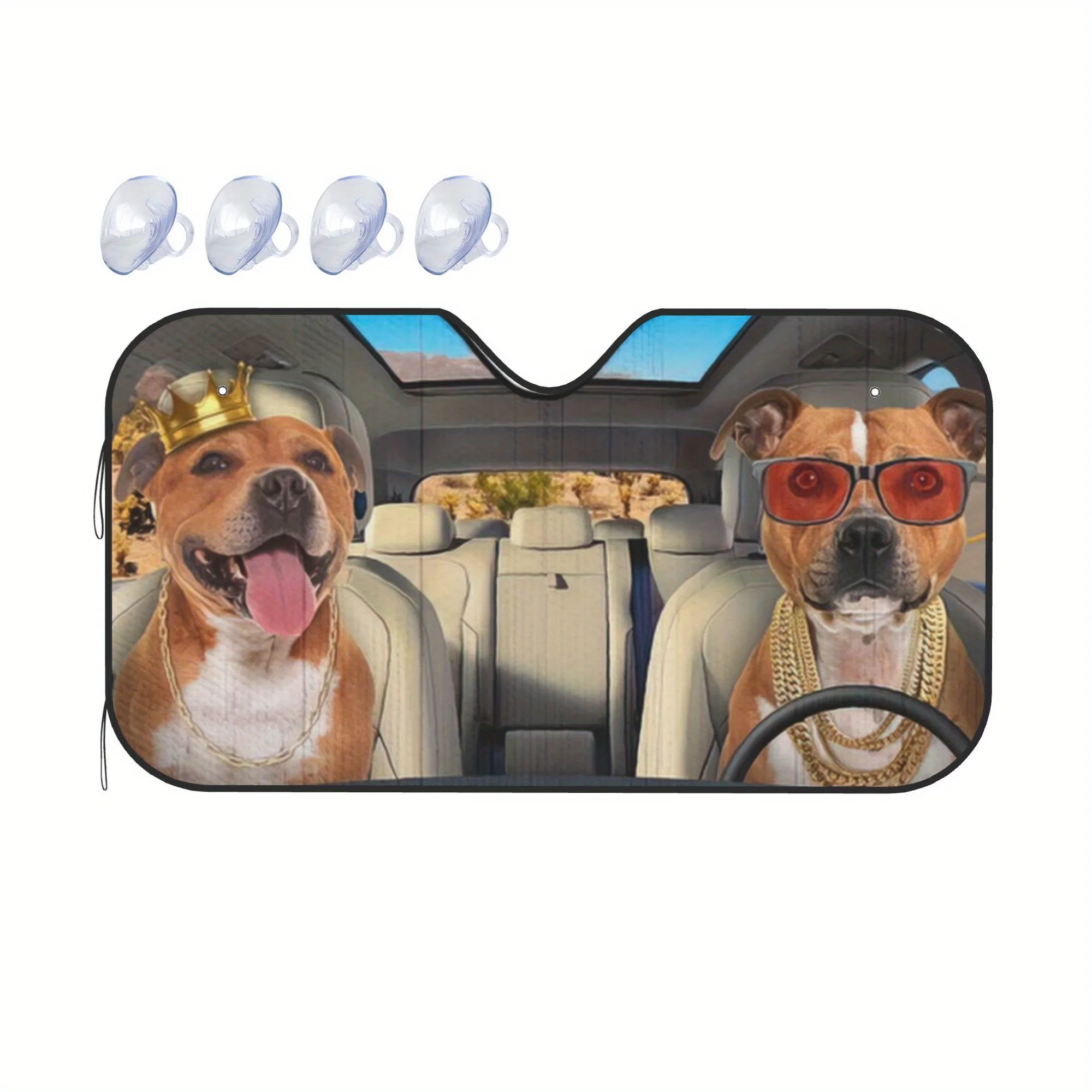 1pc, Car Windshield Sunshade With Staffordshire Bull Terrier Pattern