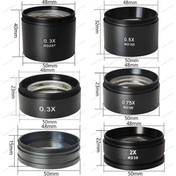 0.3X 0.5X 0.7X 0.75X 1X 1.5X 2.0X Auxiliary Barlow Objective Lens Thread M48mm For Zoom Stereo Binocular Trinocular Microscope