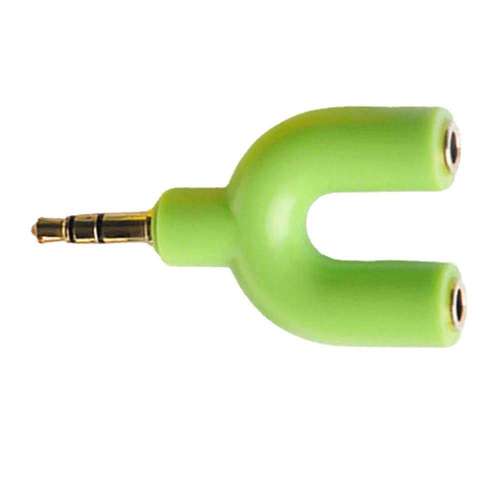 محول مقسم صوت ستيريو على شكل حرف U مقاس 3.5 مم لمشاركة سماعات الرأس وموصل الصوت المطلي بالذهب