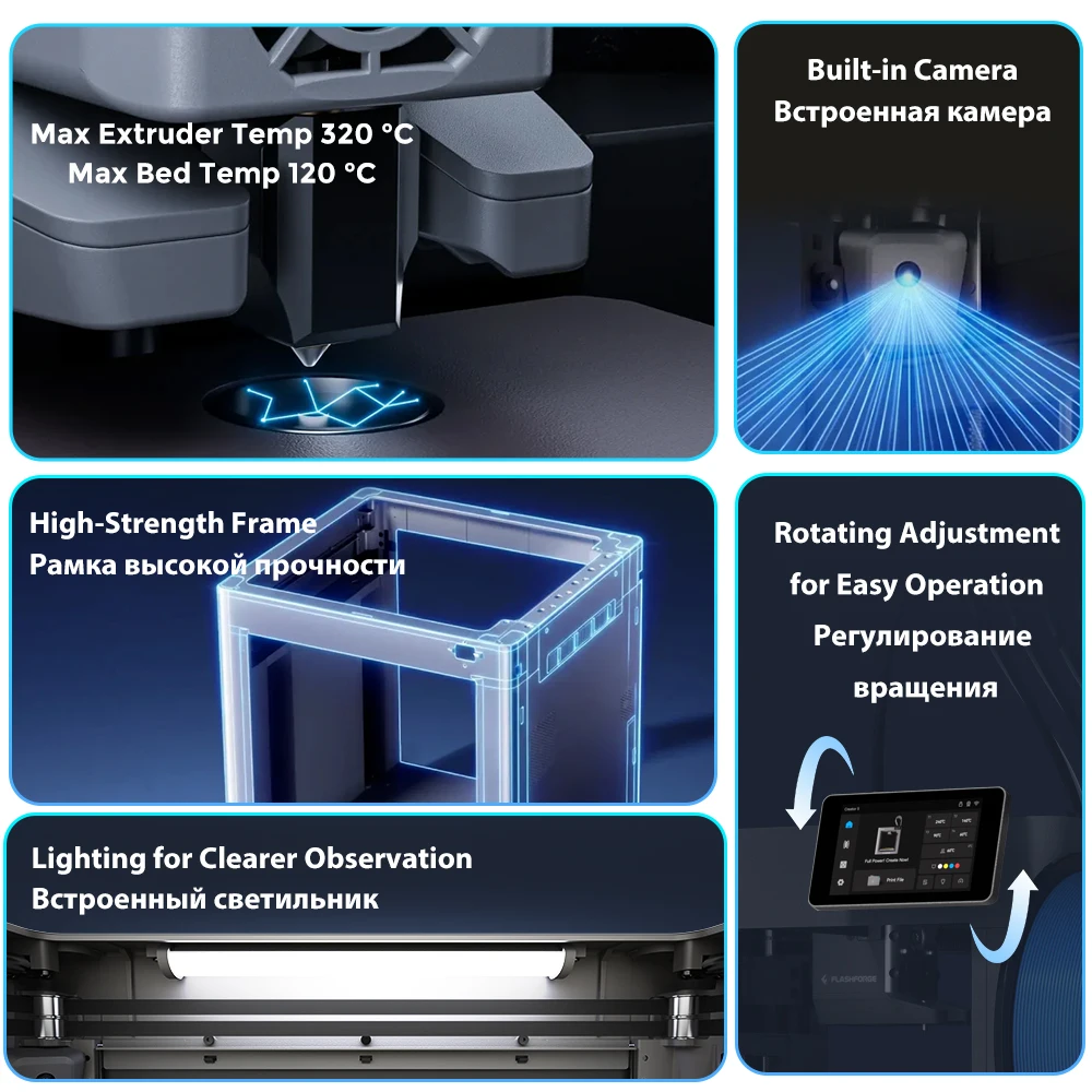 Flashforge Creator 5 4 Toolheads Large Size 3D Printer Zero Filament Waste Multi-Color High Speed 600mm/s Printing Auto Leveling view 6
