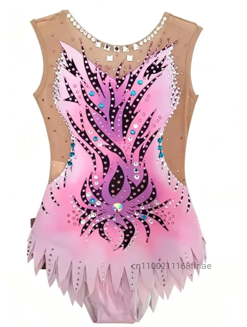 Customized Ballet, Artistic Gymnastics Performance Costumes, Children's Figure Skating Sparkling Diamond Powder Art Exam Costume