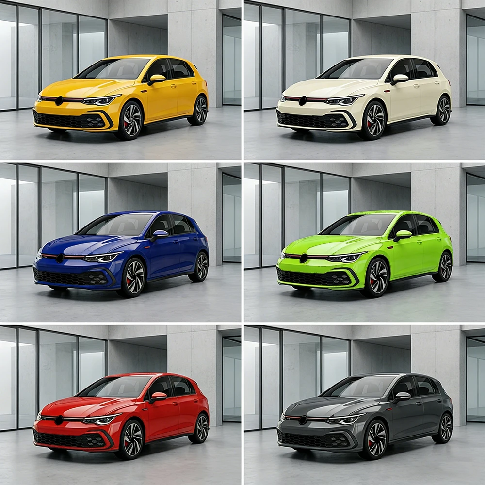 PET Gloss Color Car Wrap Film Sticker Auto Body Self Adhesive Film Vehicle Modification For VW Golf 8 7 6 5 MK8 MK3 MK2 MK7 MK6