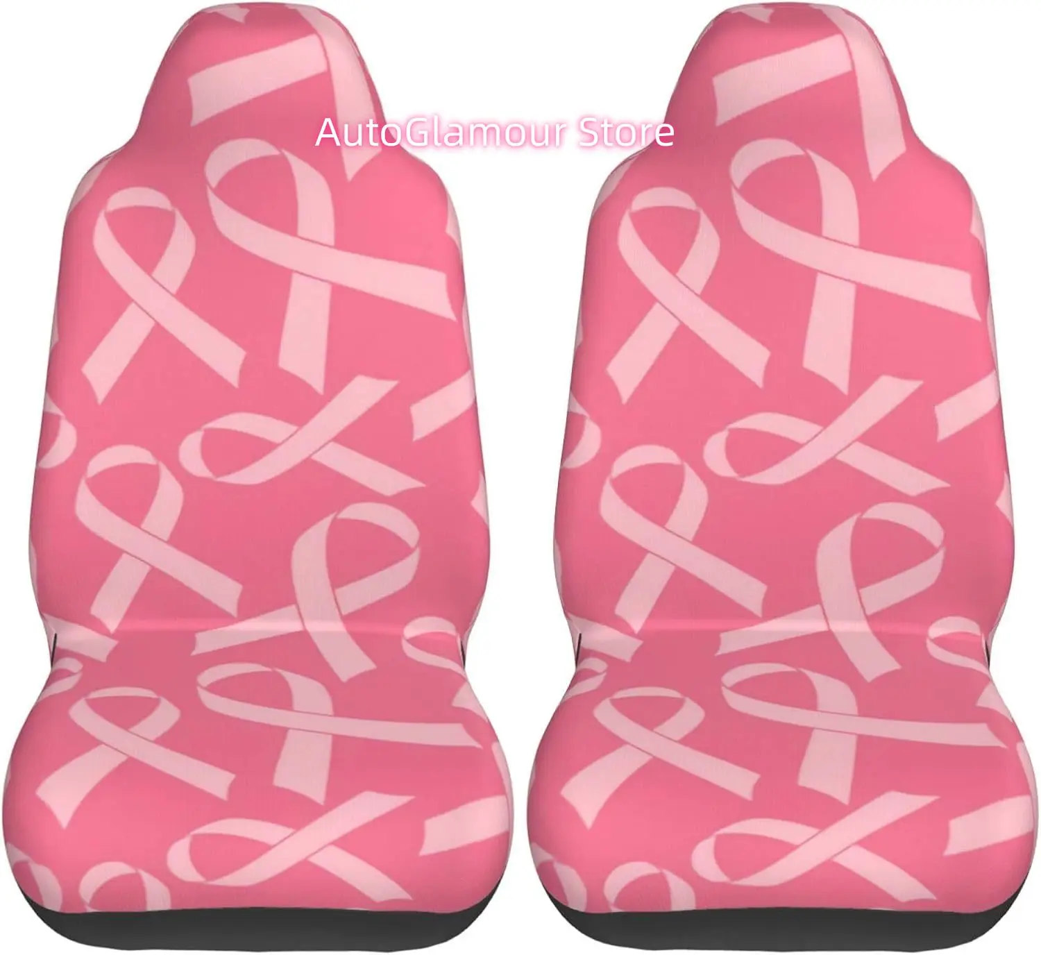 Breast Cancer Awareness 2-Piece   Seat Cover Complete Set - Elastic Seat Protection Cover for Cars, Trucks, Suvs, a