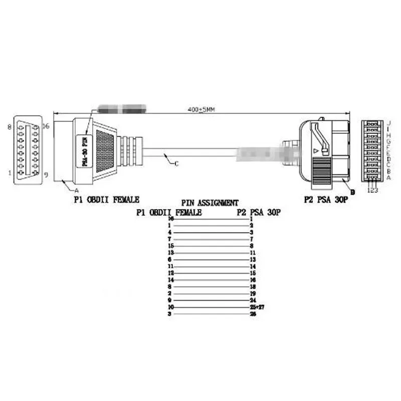 New PSA 30 Pin Cable OBD2 II Connector Adapter Lexia 30Pin OBD2 Connect Cable Lexia3 30PIN For Peugeot/Citroen