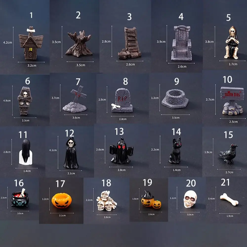 만화 할로윈 작은 장식품 DIY 수지 공예 Tombston 장식품 미니 수지 축제 장식품 부활절 장식