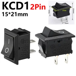5/20/100pcs KCD1 15*21mm 2 Pin Boat Switch 10*15mm Snap-in SPST ON OFF Rocker Position Switch ο»Ώ