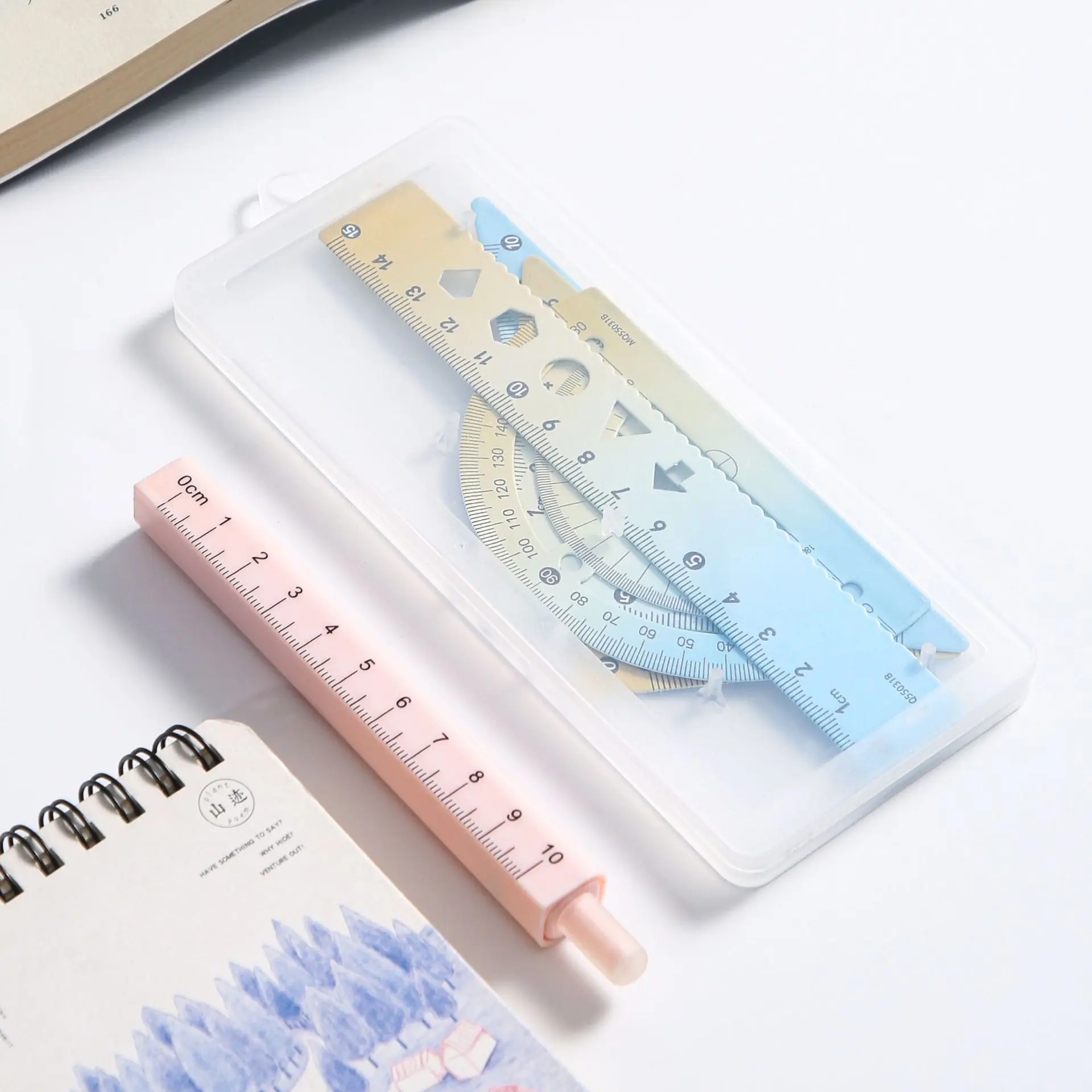 4pcs Metal Iron Ruler Set for Oil Painting 15cm Straight Triangle Protractor Measuring Drafting Stationery A3462