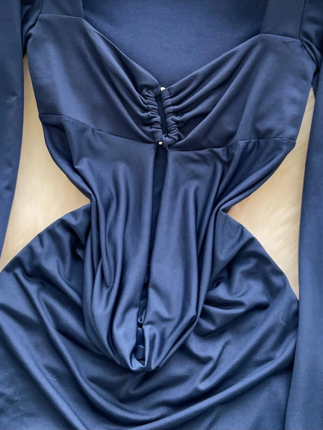 Foamlina Solid Metal Buckle Square Neck Long Sleeve Mini Dress Women Fashion Cut Out Draped Slim Bodycon Sexy Midnight Clubwear