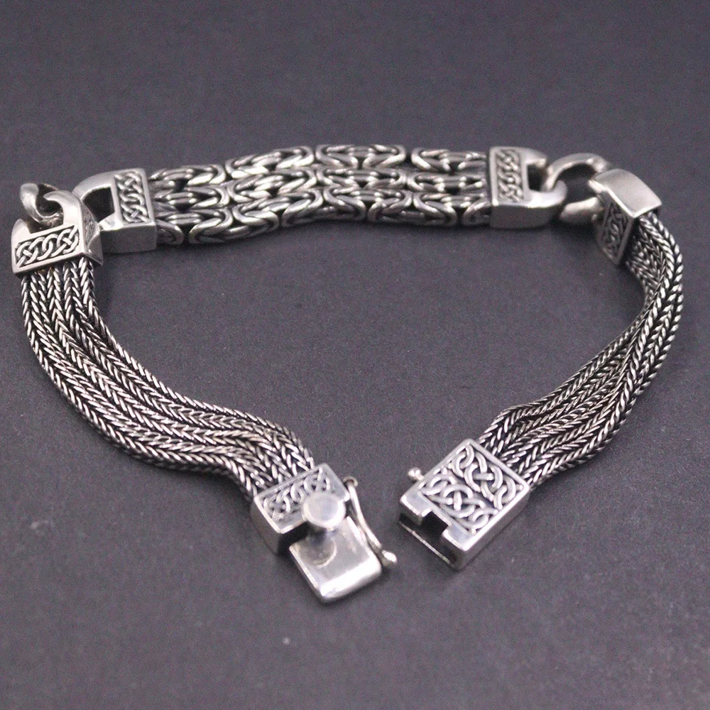 

Реальный женский серебряный браслет 11 мм, многозвеньевой мужской браслет 7,87 дюйма L