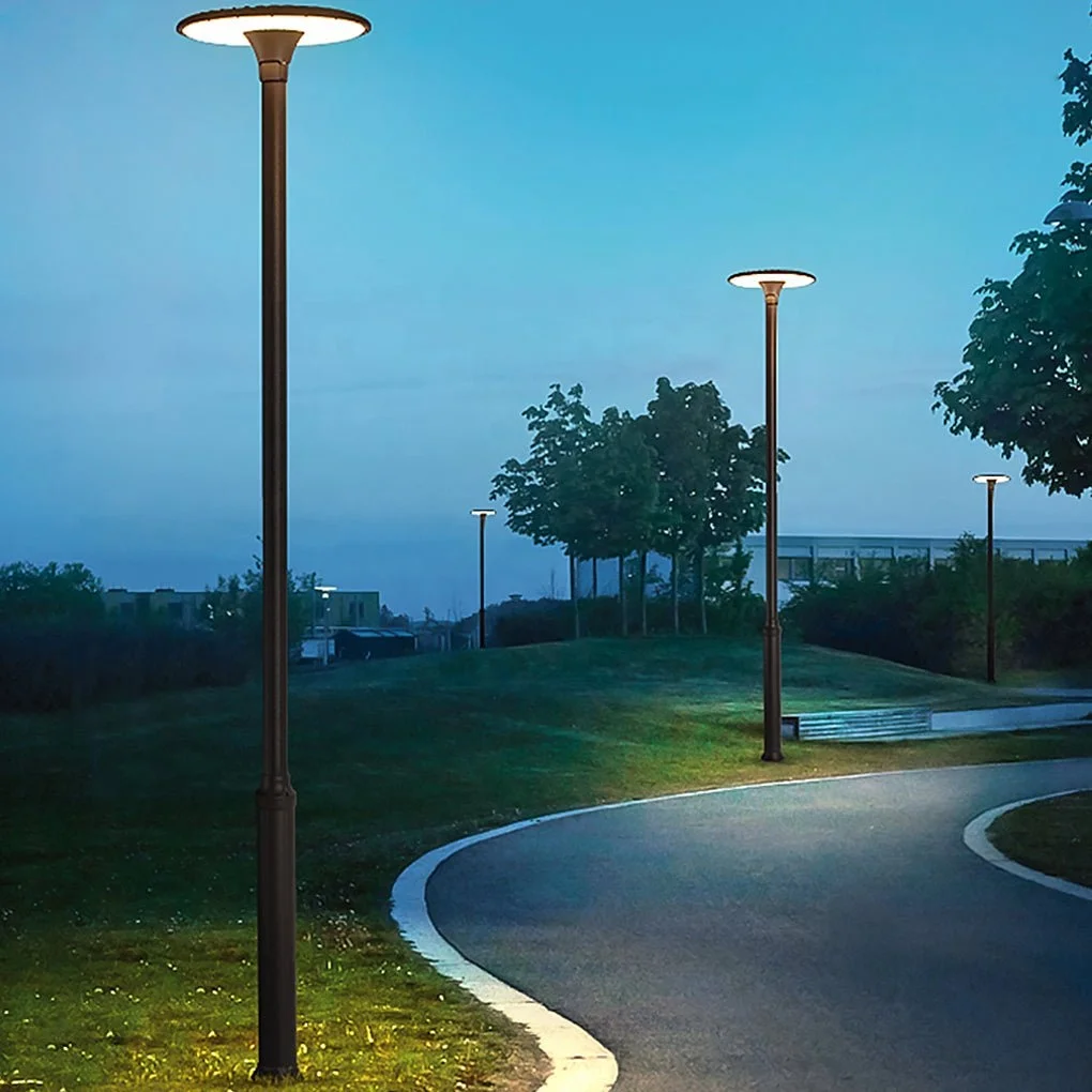 

60W Round IP65 Waterproof Outdoor Gray LED Pole Light Warm White Street Light Aluminum Area Parking Lot Garden Light