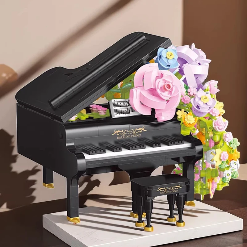 

DIY Building Blocks Eternal Flower Piano Model Children's Educational Assembly Toy Gift Desktop Decoration Ornament Collection