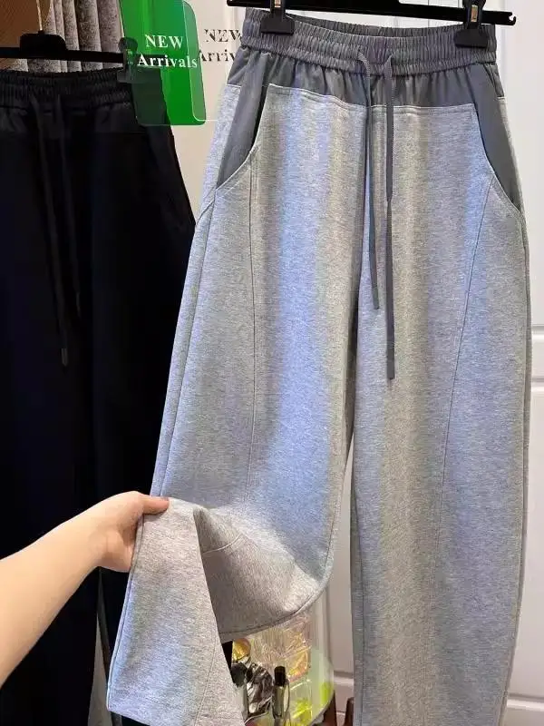 

Корейские японские спортивные штаны большого размера с изогнутыми ножками, женские брюки-бананы с высокой талией, свободные ноги, художественные повседневные штаны