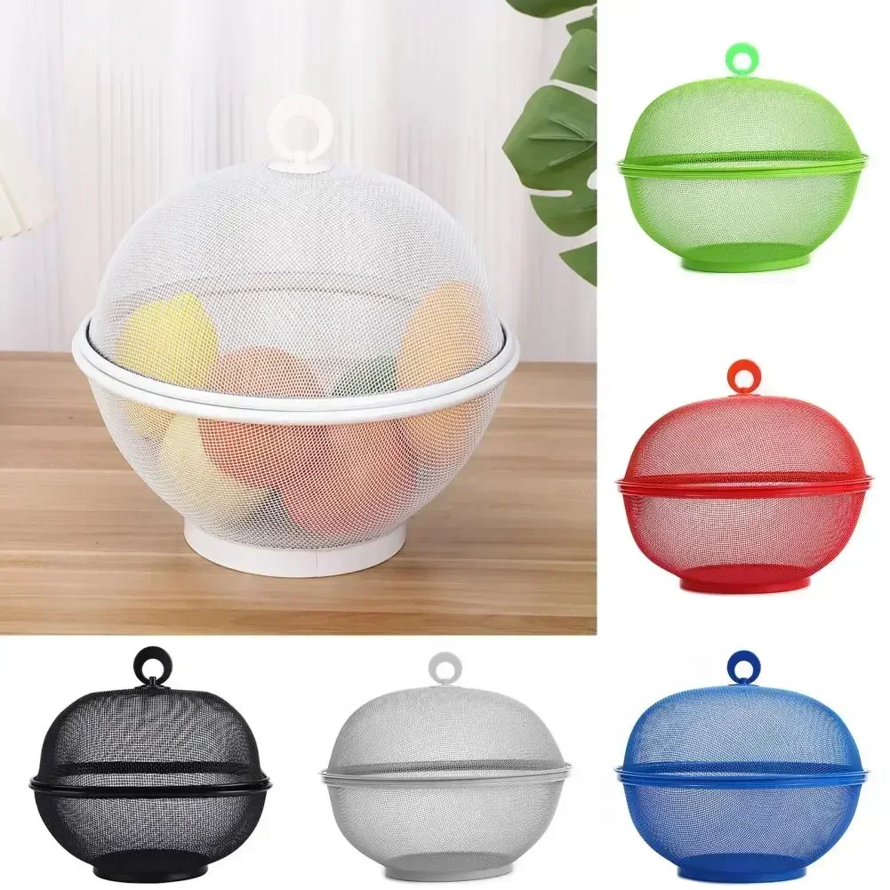 Mesh Fruit Basket with Lid Prevent Fly Stainless Steel Kitchen Drain Basket Vegetables Fruit Holder Kitchen Supplies 그물코 과일 바구니