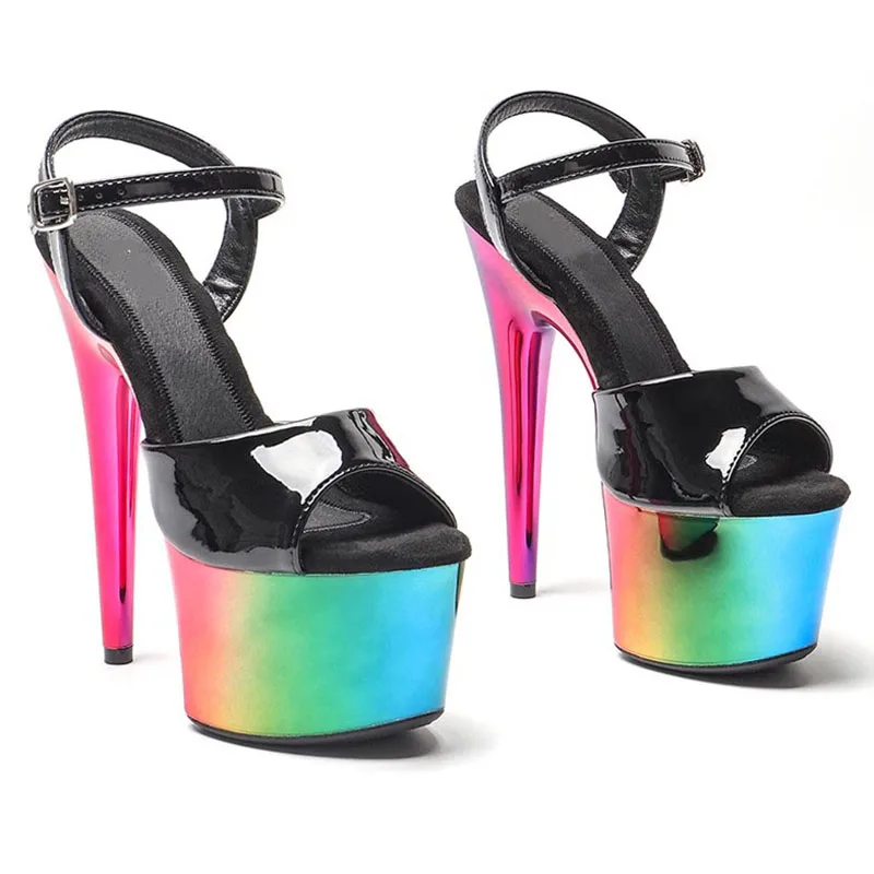 

Women Sexy 17cm/7inch High Heels Waterproof Platform Sandals Peep Toe Pole Dance Dress Sandals 109