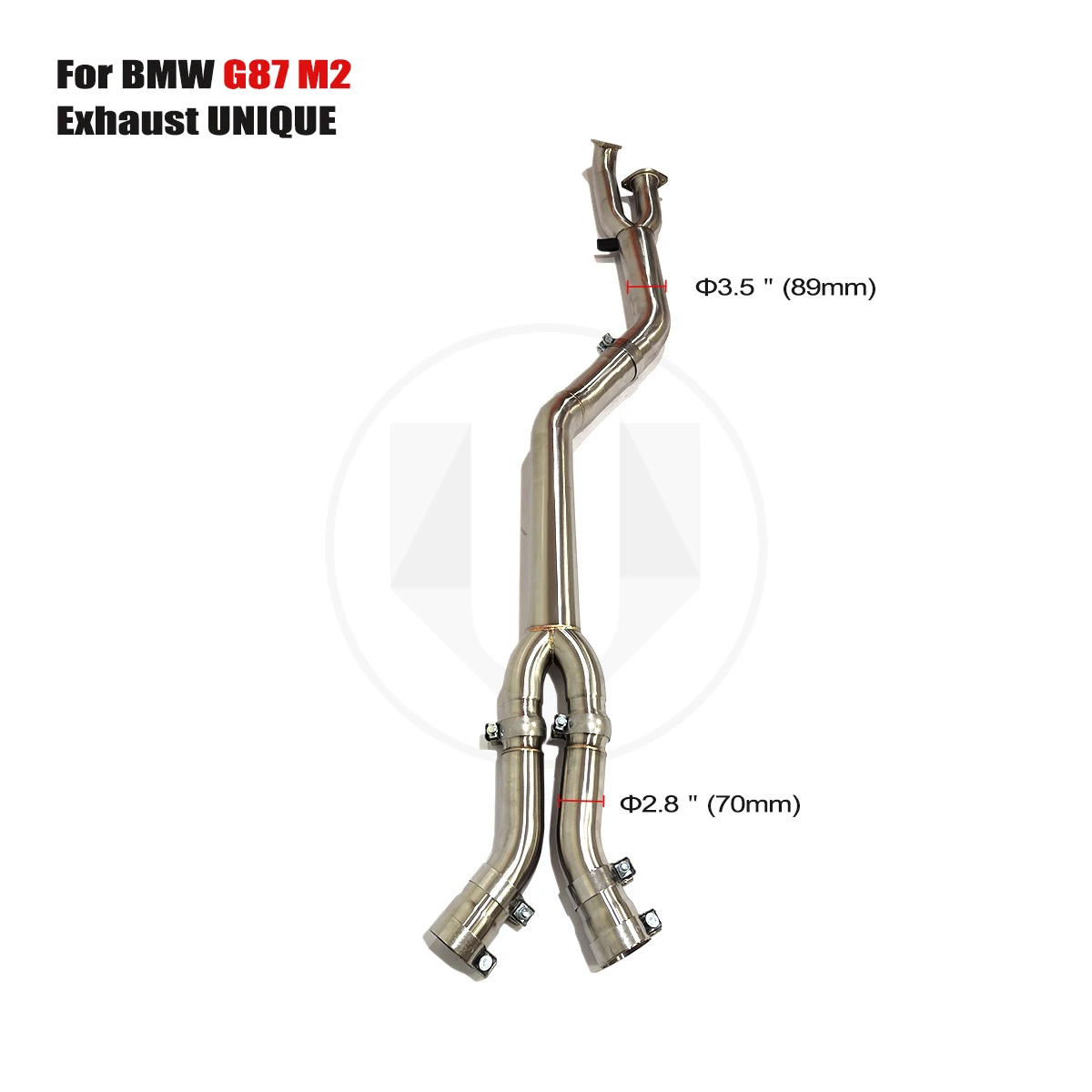 UNIQUE Exhaust Pipe Single Mid Pipe 89mm/3.5inches with Resonator for BMW G87 M2 S58 3.0T SS304 Performance Exhaust Systems