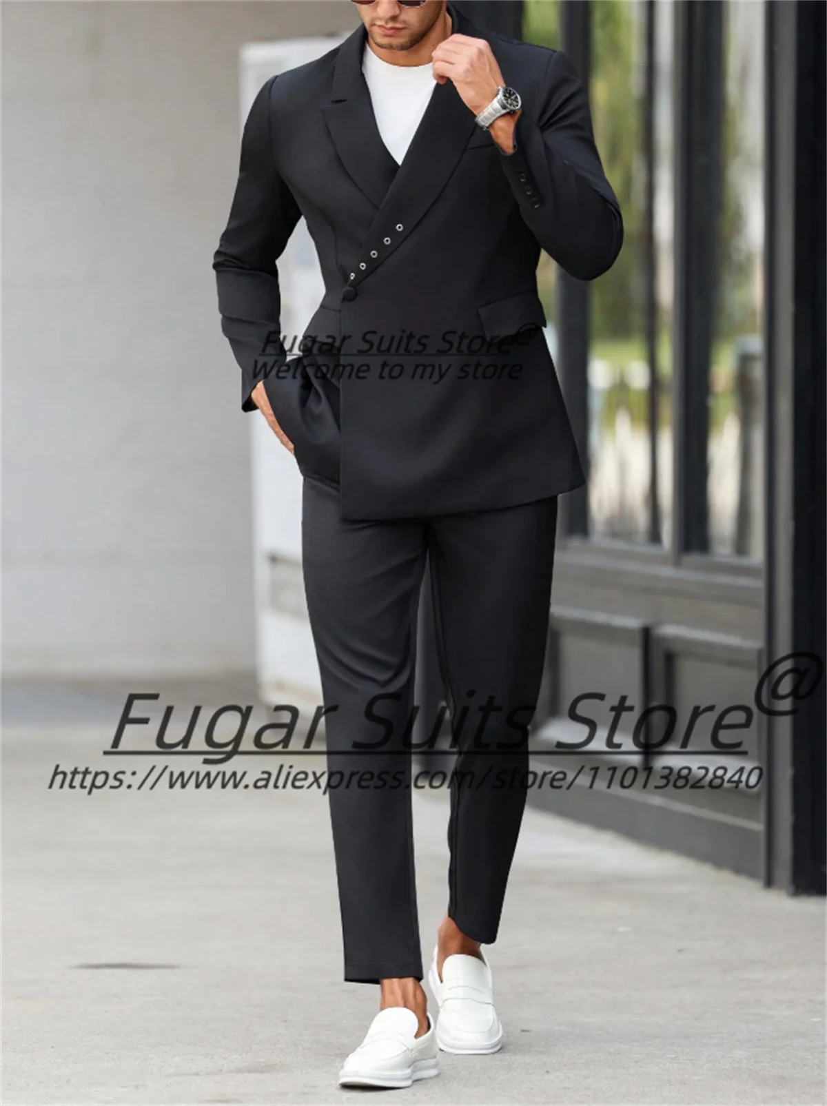 

American style Black Prom Suits For Men Tailor Made Slim Fit Best Man Formal Tuxedos 2Pcs Sets Handsome Male Blazers Ropa Hombre