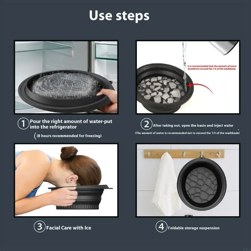 ซิลิโคนพับ Face Ice Bath ชามสําหรับผิวหน้า Plunge Dipping Skin Care เครื่องมือ Home Travel Beauty Essential Multi Purpose Nursin