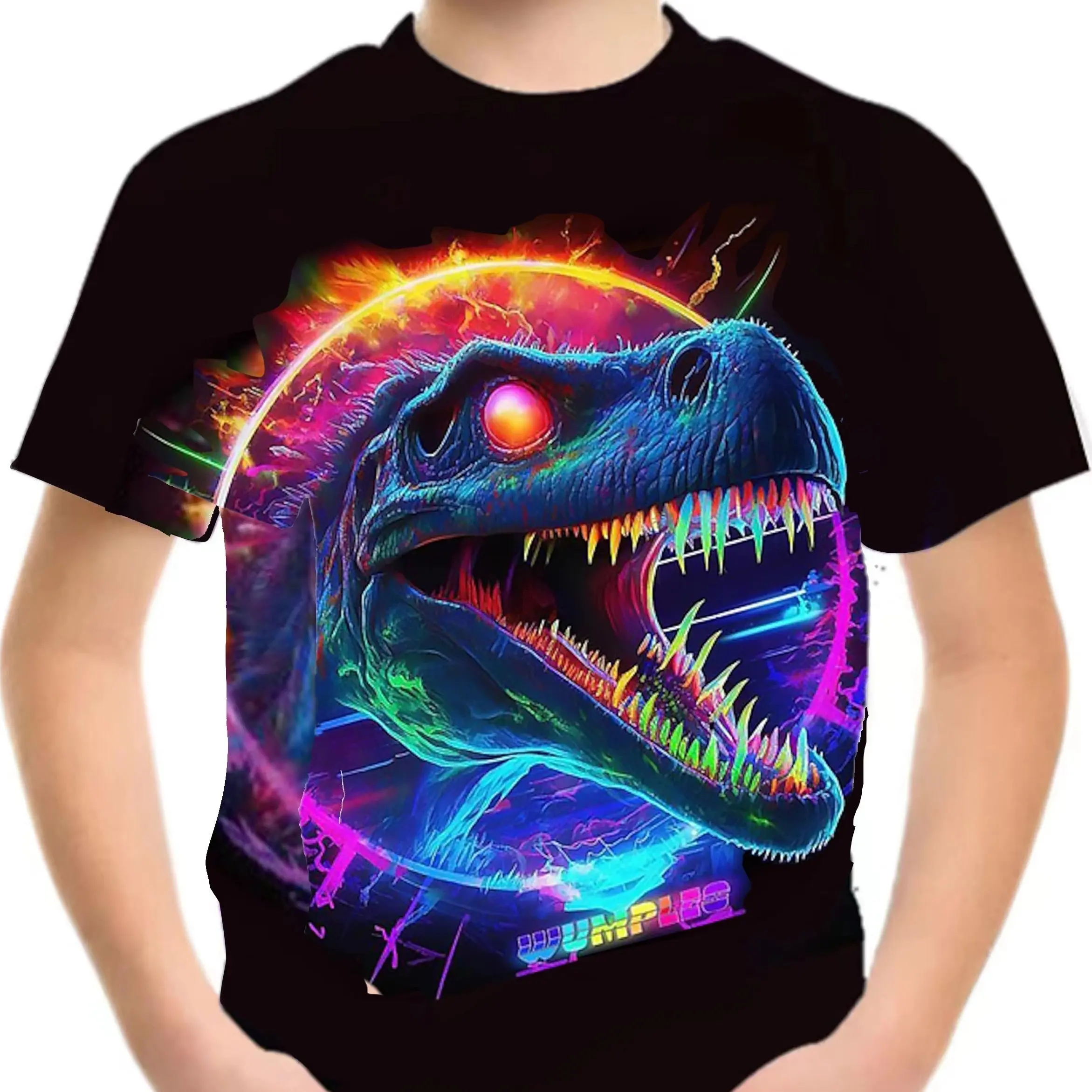 Mode Kleurrijke Dinosaurus 3d Print Kids Meisje Jongen Creatief T-Shirt Casual Korte Mouw Tops Tee Kinderkleding Zomer