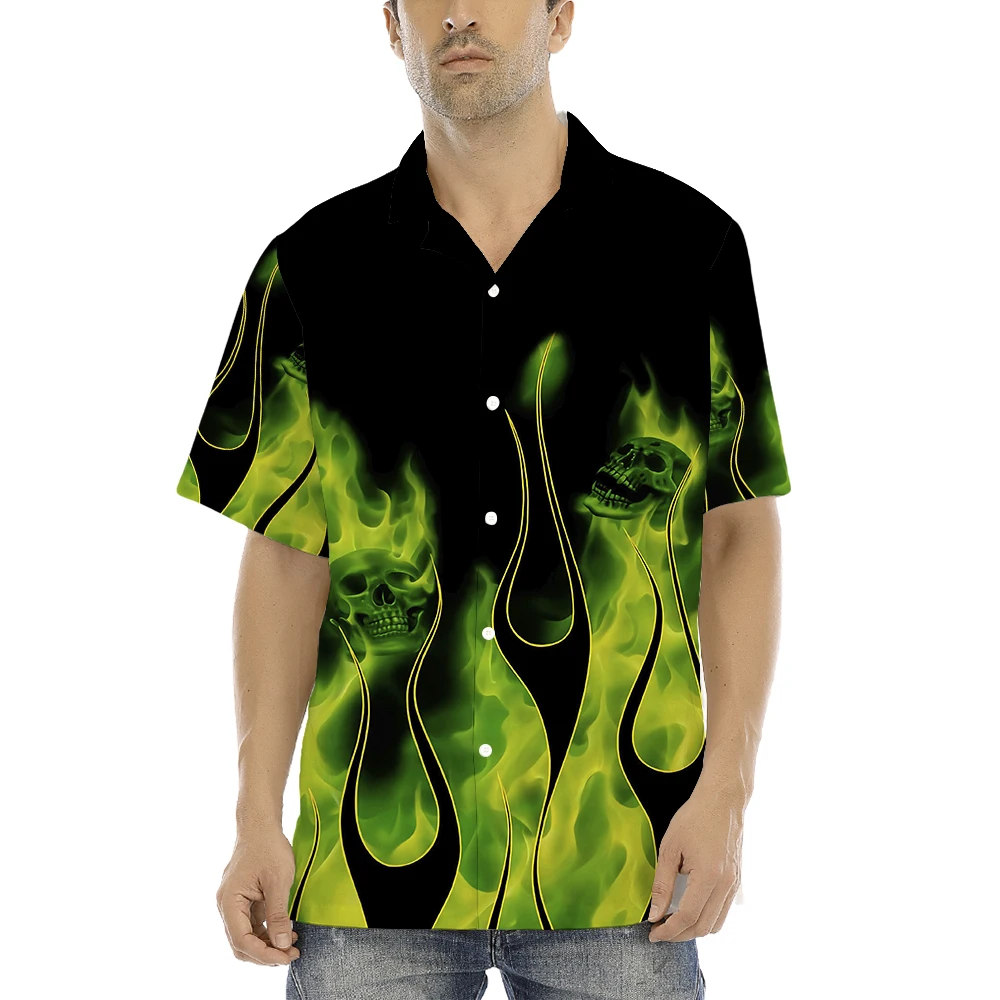 

Skull Flame Graphic Shirt Goth Y2k Skulls 3D Printed Shirts Hip-hop Mens Designer Clothes Helloween Party Funny Gifts Tops