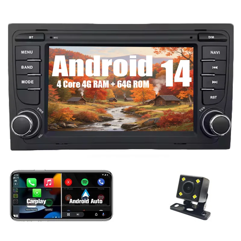 

Android car radio for Audi A3 2003-2010 stereo screen Carplay Android Auto Bluetooth GPS Navigation FM radio 7’ [2/4+32/64G]