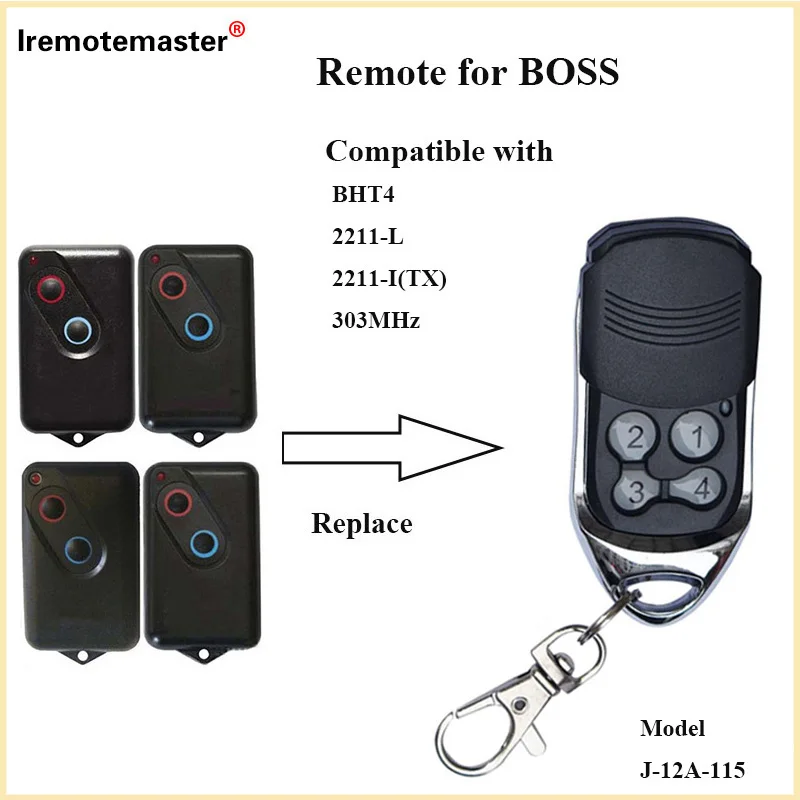 Abridor Remoto Portão de Porta de Garagem, 303MHz, Guardian Boss, BOL4, BOL6, BRD1, BRD9, 2211-L, 2211-L (TX)