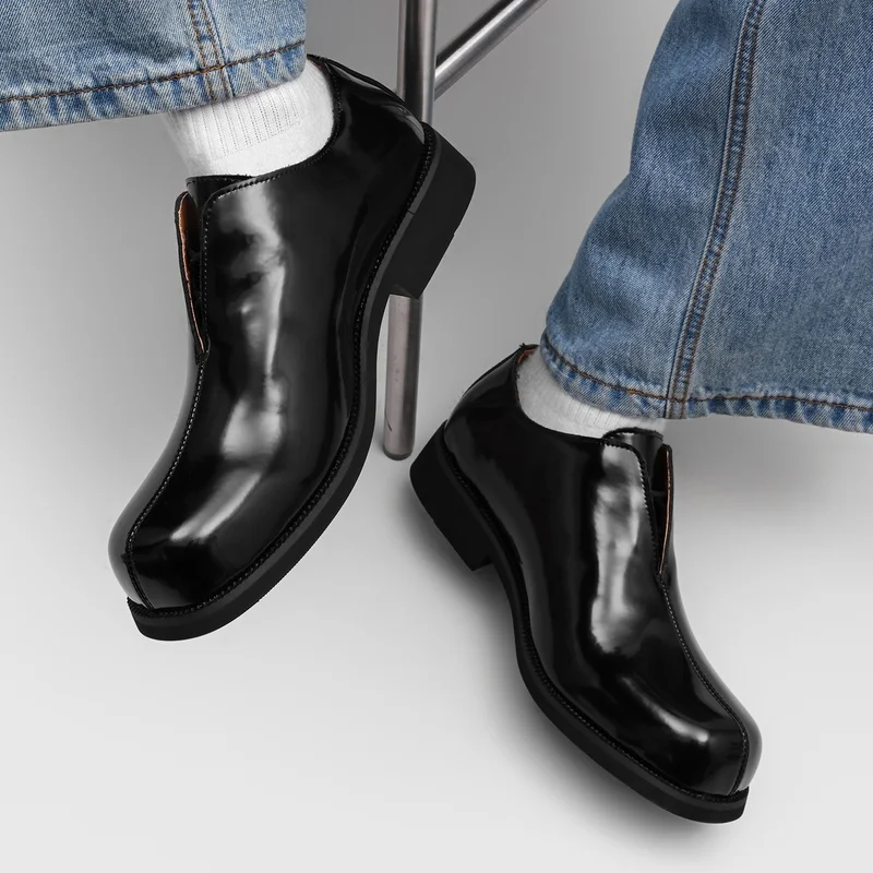 

High End Mirrored Men Loafers Featuring Niche Design Midline Segmentation Retro Commuting Fashionable Casual Shoes