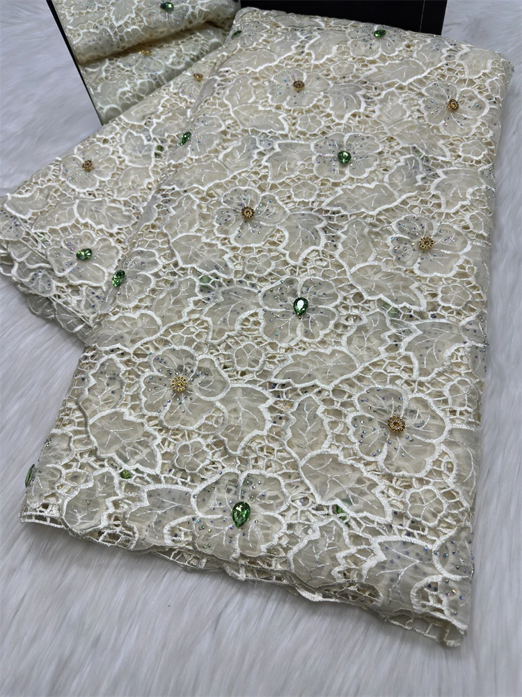 

Luxury Pure Color Organza African Stone Mesh Lace 2026 High Quality French Sewing Nigerian Embroidery Net Lace For Wedding Dress