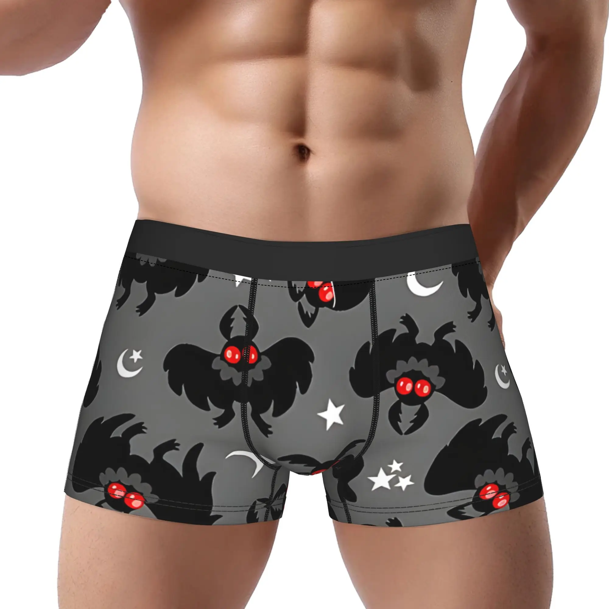 1piece  Cute Cryptids Mothman Pattern Underpants Breathbale Panties Man Underwear Comfortable Shorts