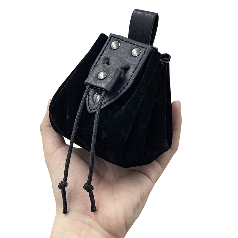 Medieval Vintage Money Pouch Bag Waist Bag Cosplay Costume Belt Accessory New Style Leather Drawstring Hanging Coin Purse