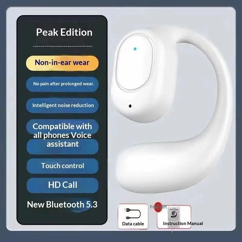 Single Ear Wireless Bluetooth Earpiece Wide Compatibility 360 Surround Sound Long Battery Headset for All Smart Phones