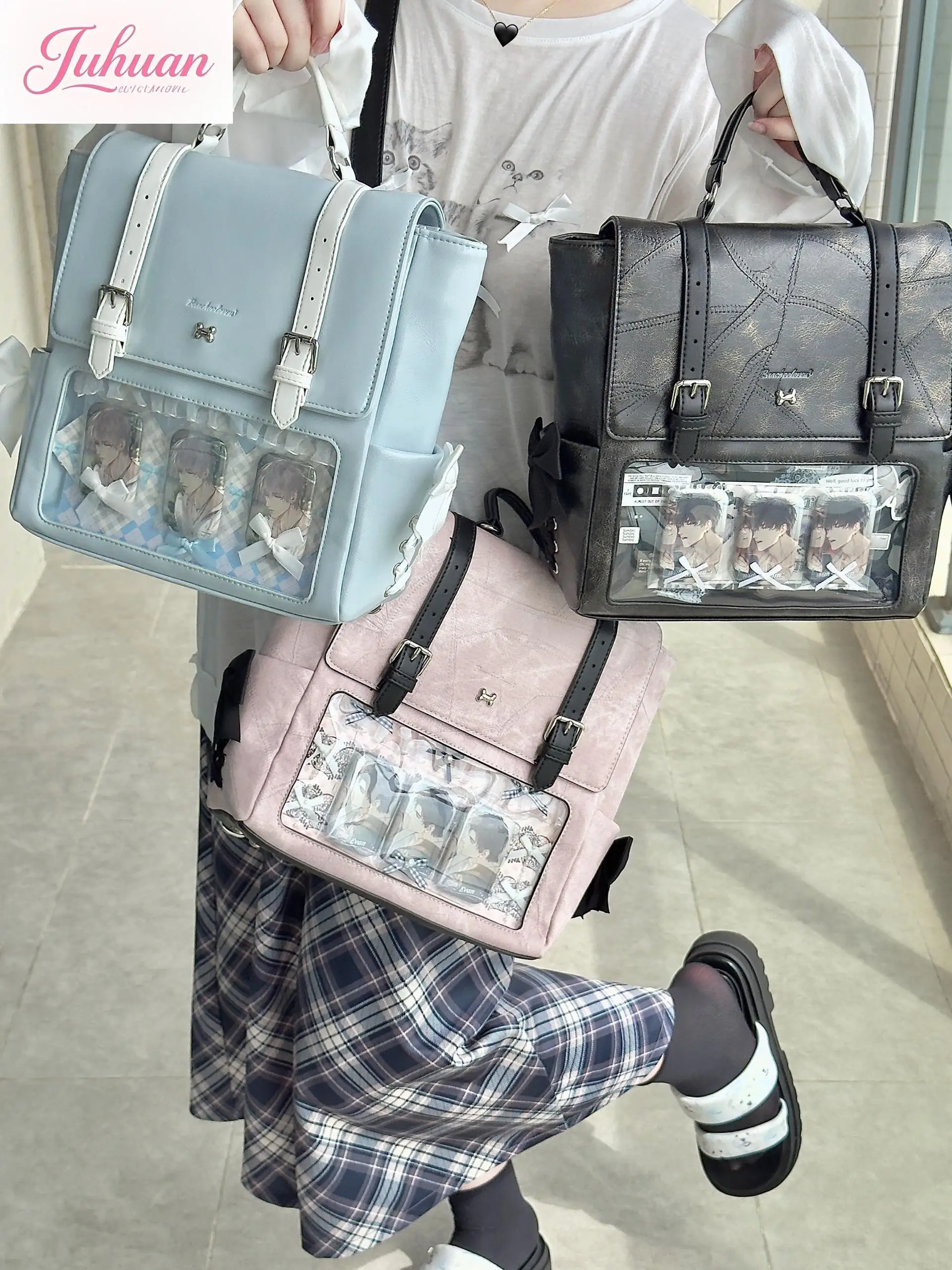 

Japanese Original Witch Cambridge Lta Bag Backpack Women's Bow Ribbon Pu Crossbody Portable Sweet Cool Wind Snack Bag Female