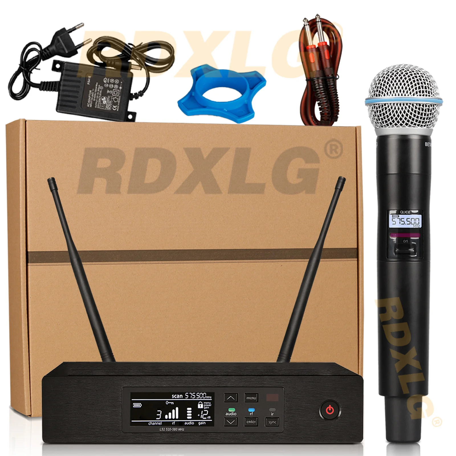 최고 품질! QLXD4/NXN8/s용 전문가용 단일 무선 마이크 무대 공연 500/600MHz 교회 노래방 금속 핸드헬드 썸네일 3