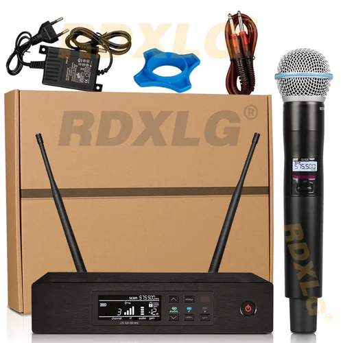 Imagen 2 del producto ¡Calidad superior! QLXD4 micrófono inalámbrico único profesional puesta en escena 520-580MHz UHF Iglesia Karaoke Metal de mano QLXD2