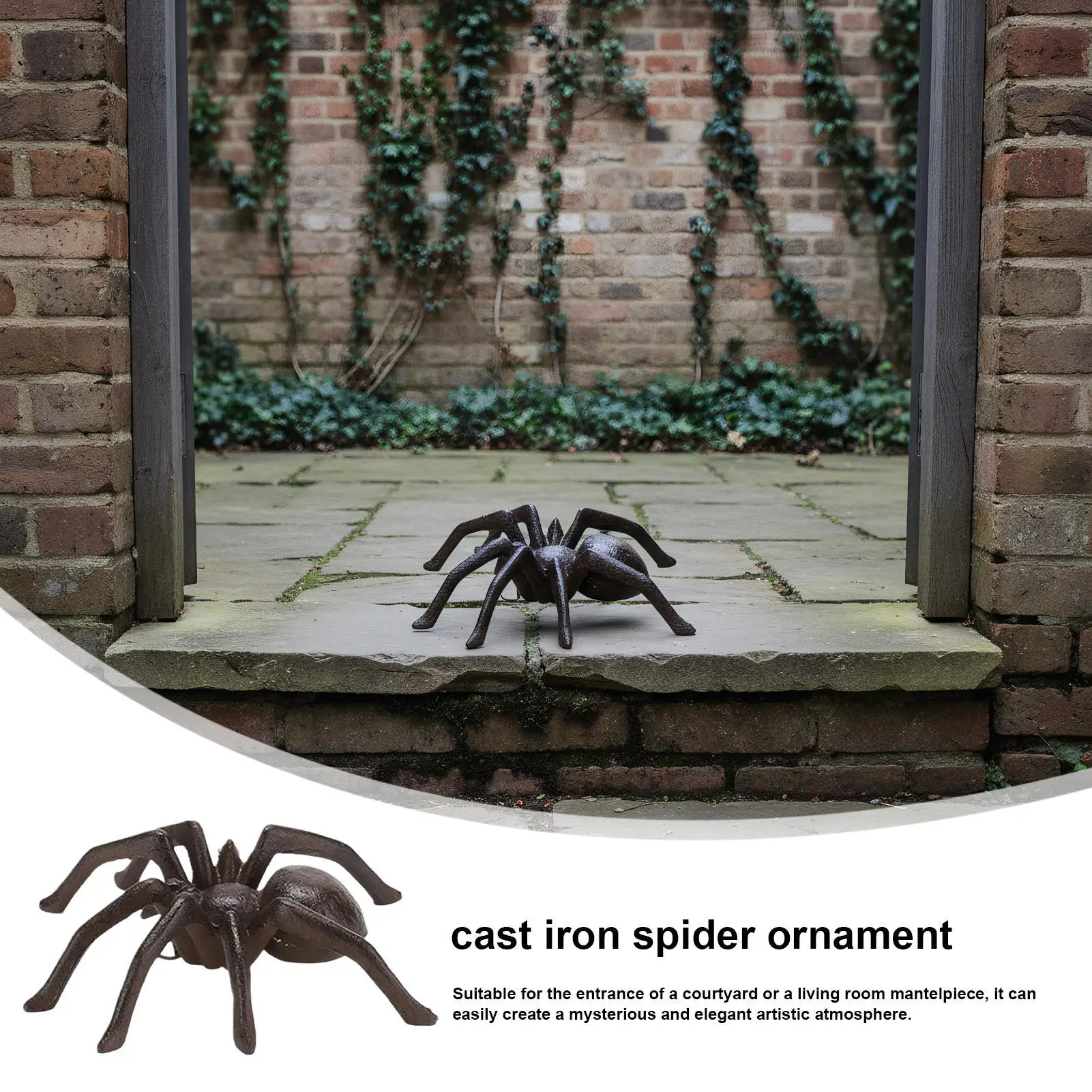 Halloween Retro Cast Iron Spider Figurine Vintage Horror Scene Prop Heavy Duty Art Ornament for Windowsill Fireplace Decoration
