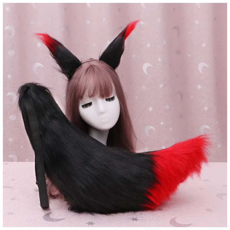 Wolf  Fox Ears Tail Set Plush Furry Cat Animal Hair Clips Tails Party Fancy Dress Anime Cosplay Costume  Halloween Christmas