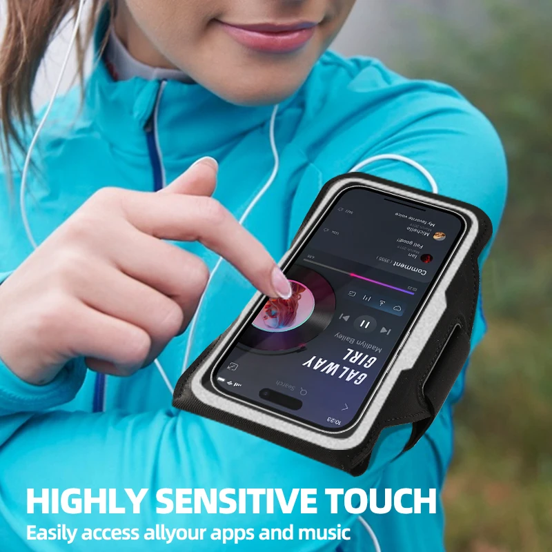 HAISSKY Reflective Arm Running Bags For iPhone 17 16 Pro Max 17 Air 15 Plus 16E 14 13 12 Men Women Outdoor Sports Armband Pouch