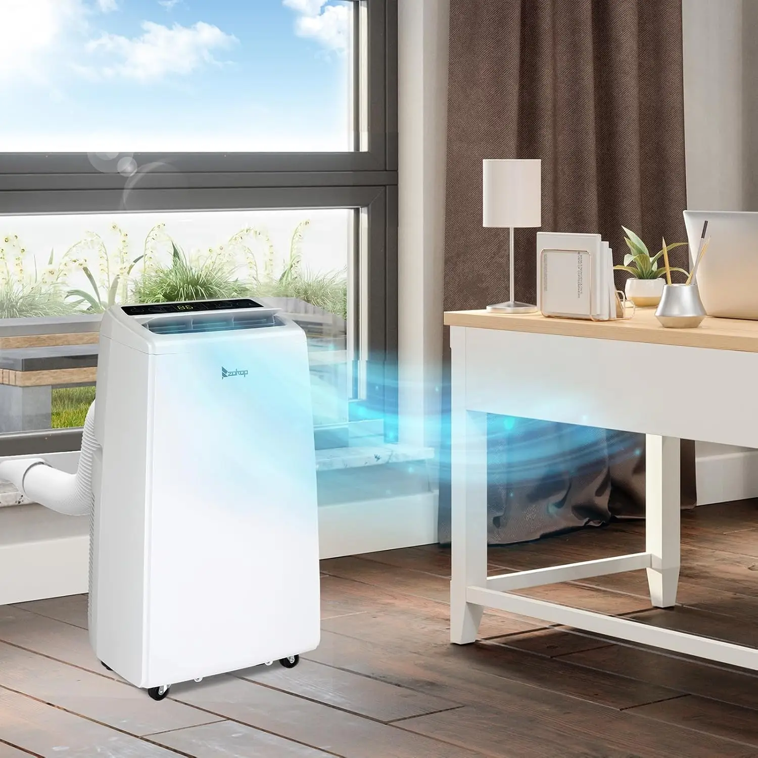 WiFi Enabled 13000 BTU Portable Air Conditioner with Heat, 4-in-1 Cooler, Heater, Dehumidifier, Fan, Room Mobile AC Unit with Re