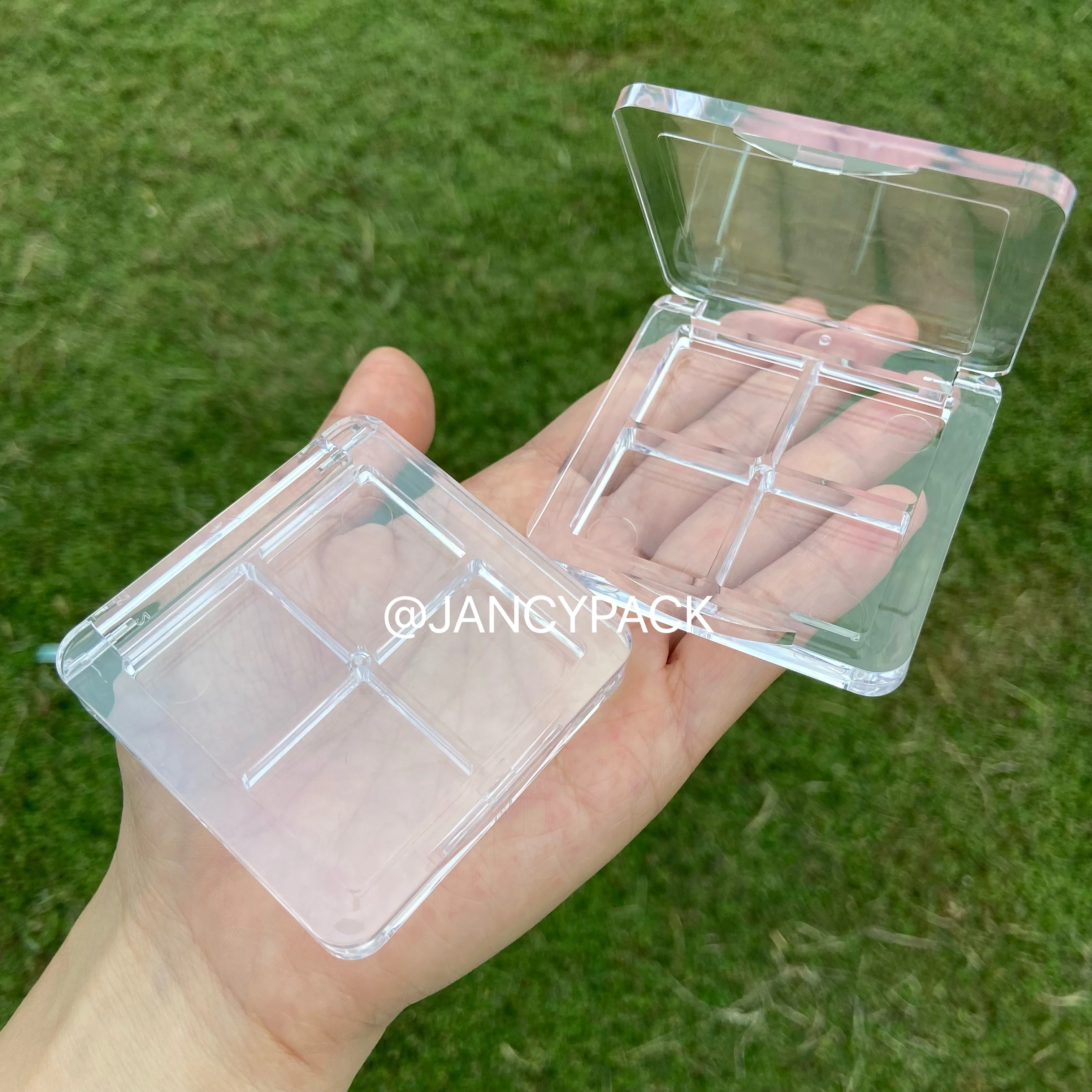 

4 Grids Clear Empty Eyeshadow Dishes DIY Eyeshadow Palettes Eyeshadow Blusher Box With Aluminum Pan Cosmetic Custom Logo