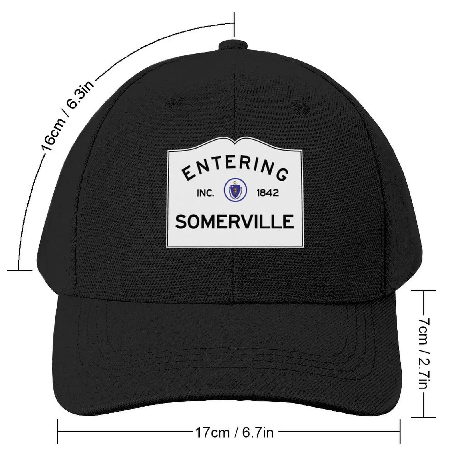 Entering Somerville - Commonwealth of Massachusetts Road Sign Baseball Cap Cosplay Golf Cap western Hat Women Hats Men's