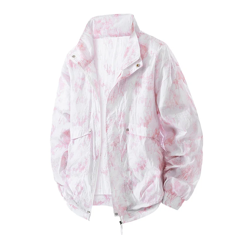 Men's Summer Outdoor Skateboarding UV Protective Skin Clothes Fashion Trend Printed Loose Breathable Sunscreen Clothes