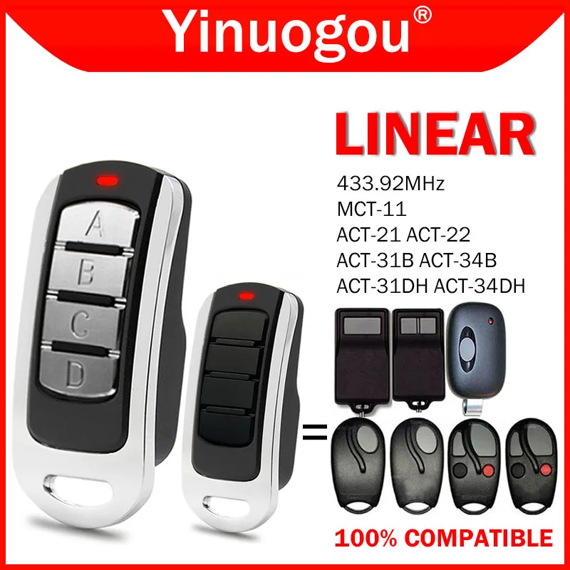 

LINEAR MCT-11 ACT-21 ACT-22 ACT-31B ACT-34B ACT-31DH ACT-34DH Garage Door Remote Control 433MHz Gate Remote Control Duplicator