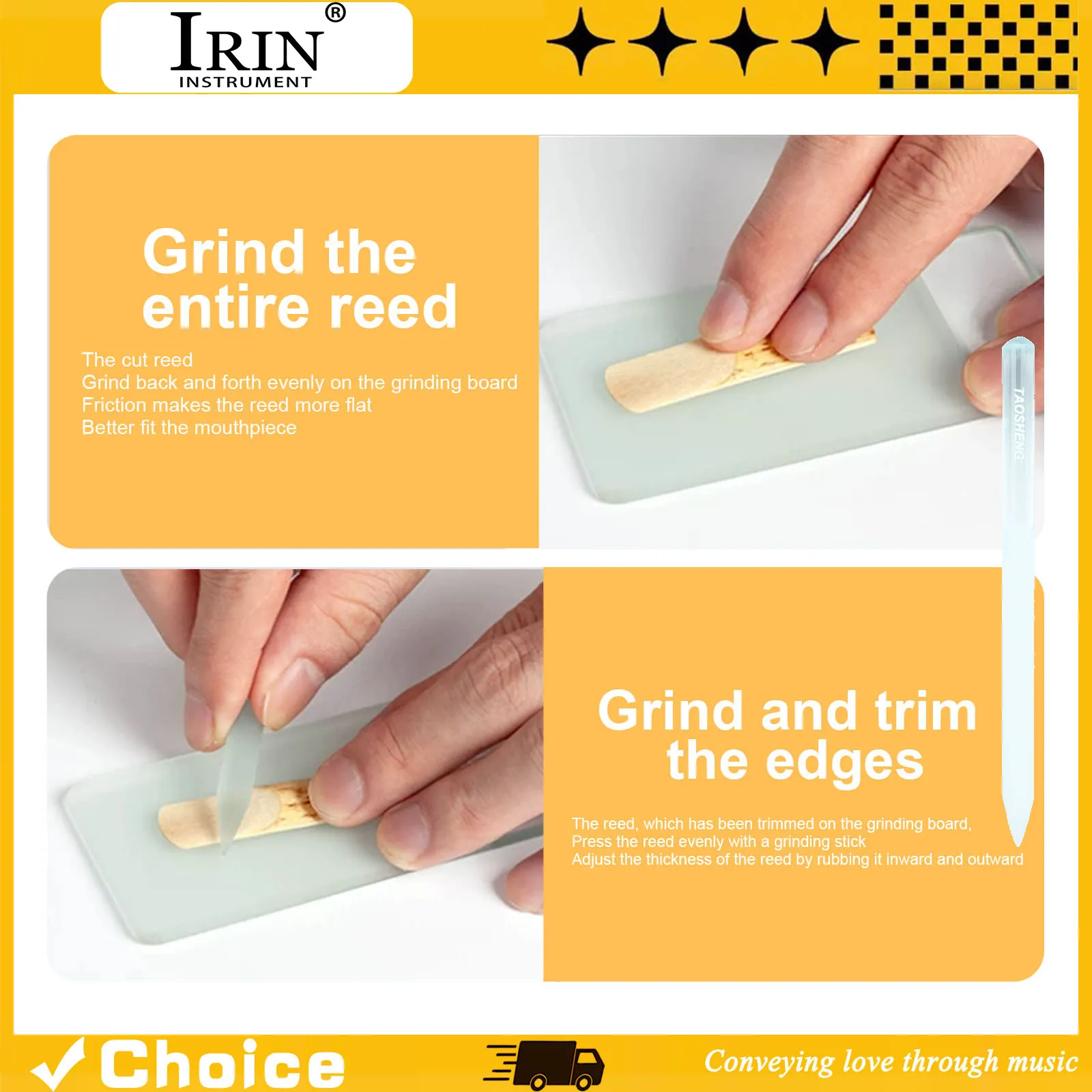 10x5cm Reed Repair Tool Reed Maintenance Plate Thickened Tempered Glass Reed Sanding Tool Accessories with Polishing Stick