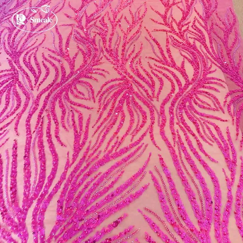 

Hot Pink 3D Beaded Sequin Lace Fabric, Royal Blue Bridal Wedding Dress, DIY Decorative, White Fabric