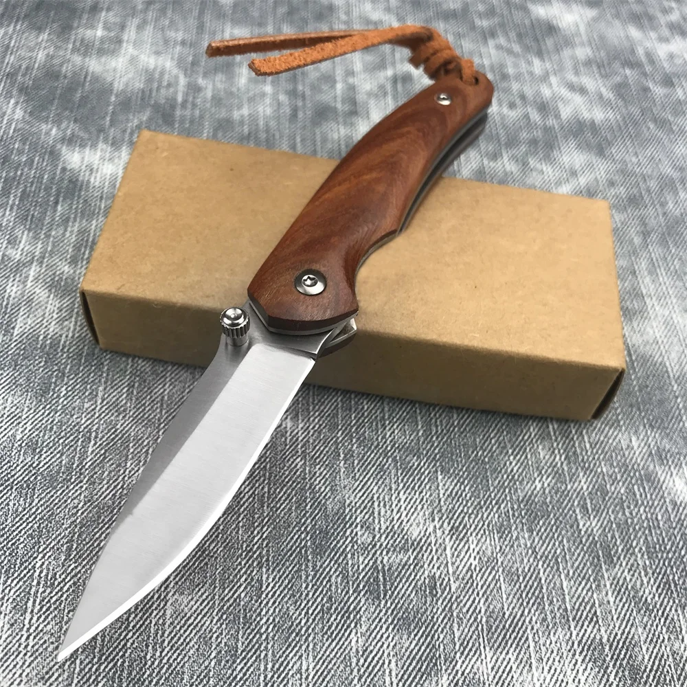 TOP Selling BN D2 Folding Pocket 7Cr13Mov Blade Red Sandalwood Handle Outdoor EDC High Quality Camping Hiking Hunting Tool